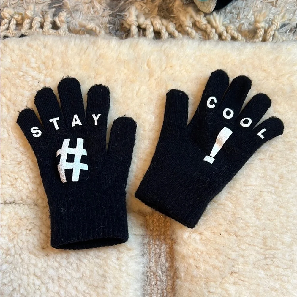 Kids Black Gloves (mittens) with Fun Text ~ #STAY COOL!